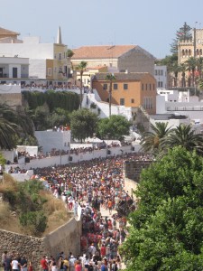the crowd arrives for the Feast of St John in Menorca